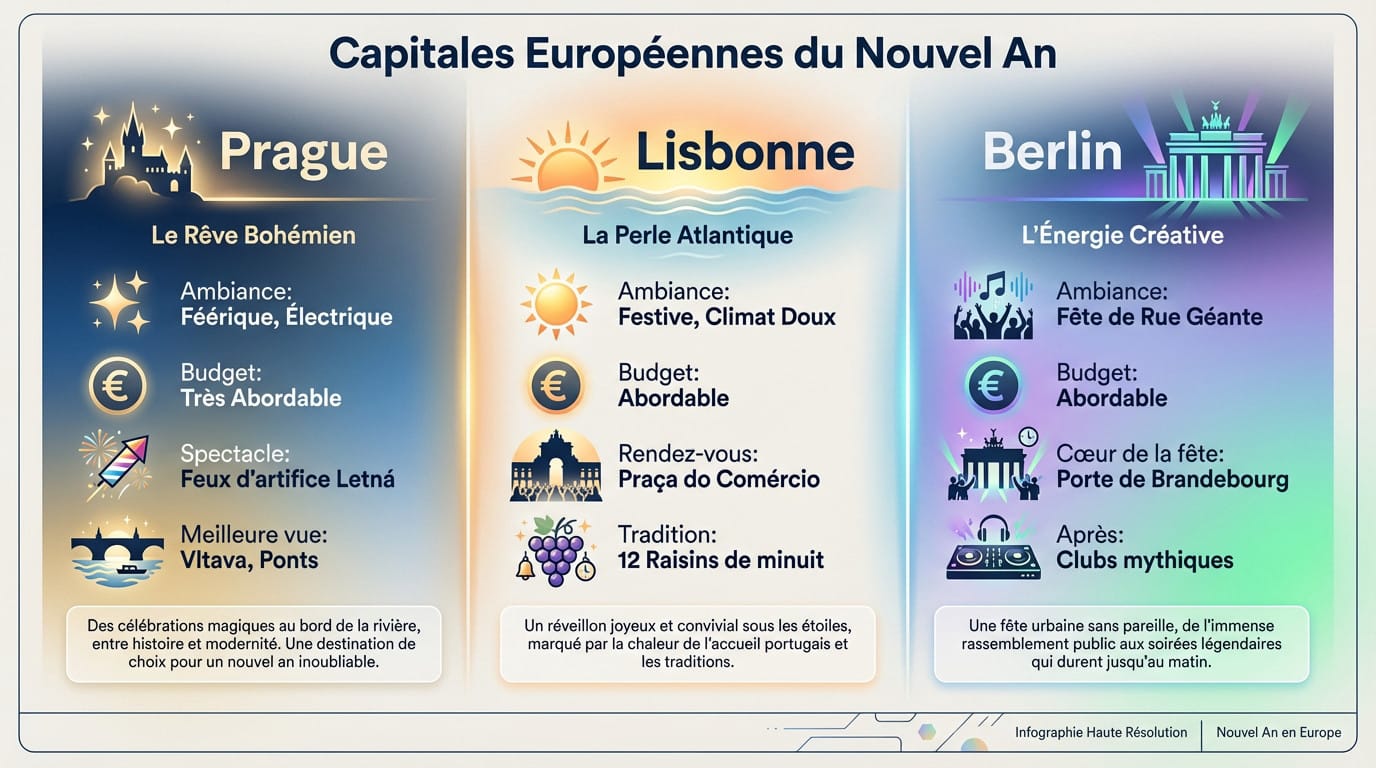 Feu d'artifice spectaculaire au-dessus d'une capitale européenne pour le Nouvel An
