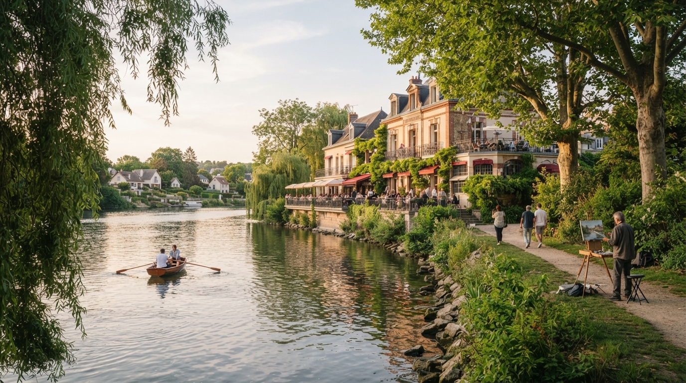 explorez l’île des impressionnistes, un lieu enchanteur où patrimoine artistique, paysages verdoyants et promenades au bord de l’eau se rencontrent.