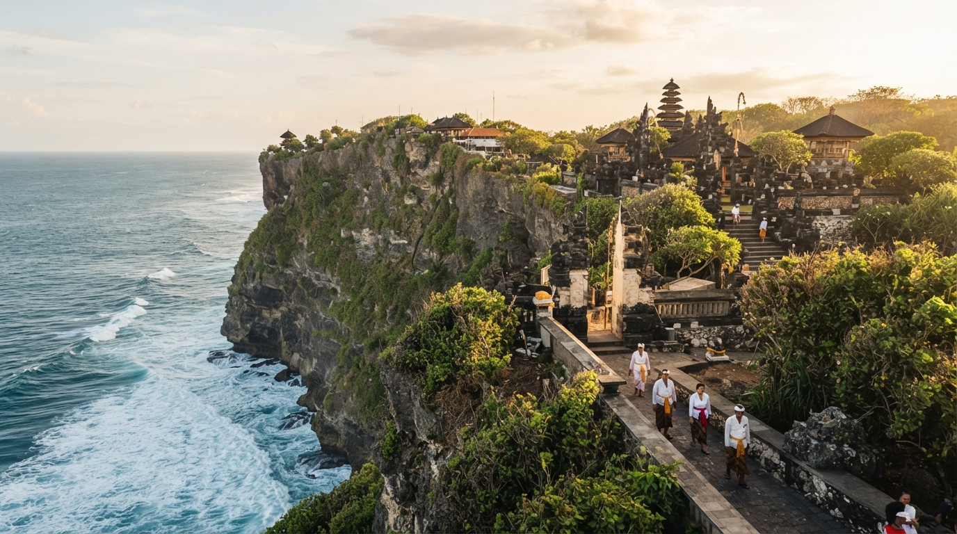 Découvrir pura luhur uluwatu : guide complet du site sacré de bali découvrez pura luhur uluwatu, temple sacré de bali perché au bord de l’océan : histoire, conseils de visite, coucher de soleil et danse kecak.